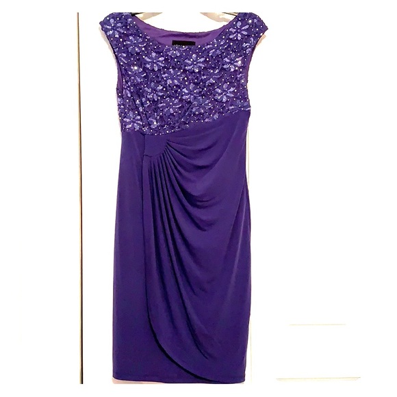 Cinched Waist Purple and Sequin Dress. - Picture 1 of 3